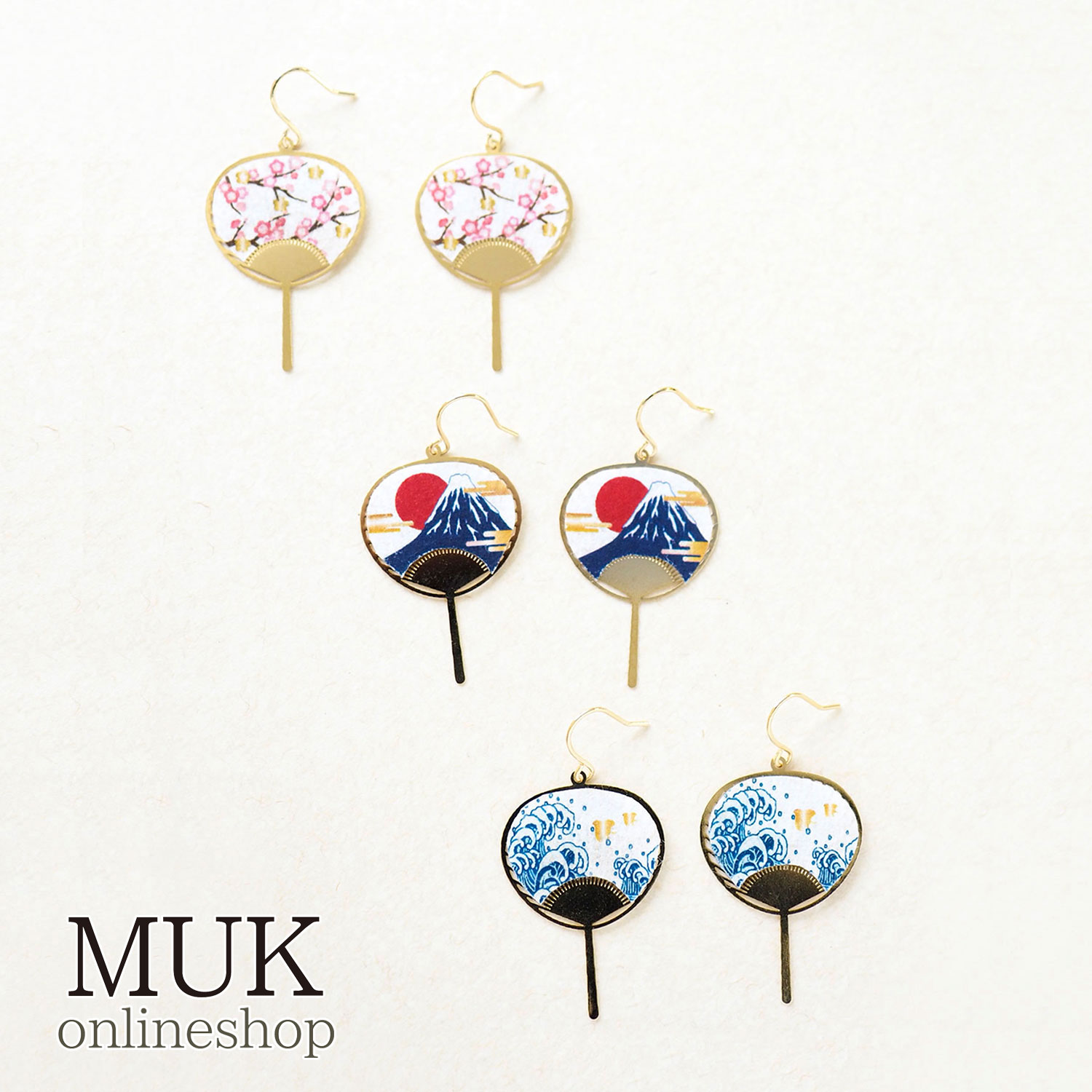 ピアス フックピアス フック うちわ 日本製 madeinjapan 和風 和柄 富士山 ふじ山 ふじさん 波 なみ う..