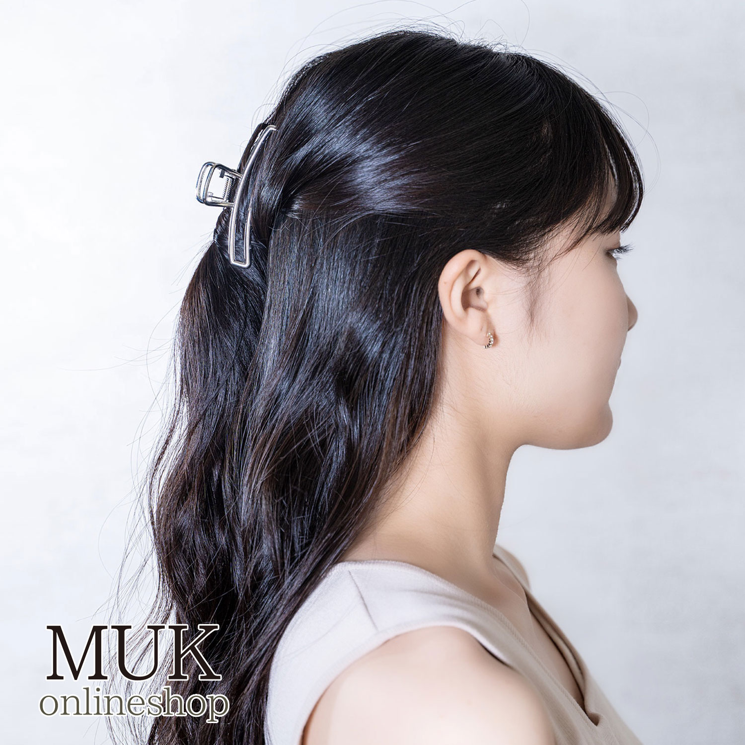 ヘアクリップ バンスクリップ バンス クリップ メタル スクエア フレーム ゴールド シルバー muk プレゼント ギフト クリスマスプレゼント