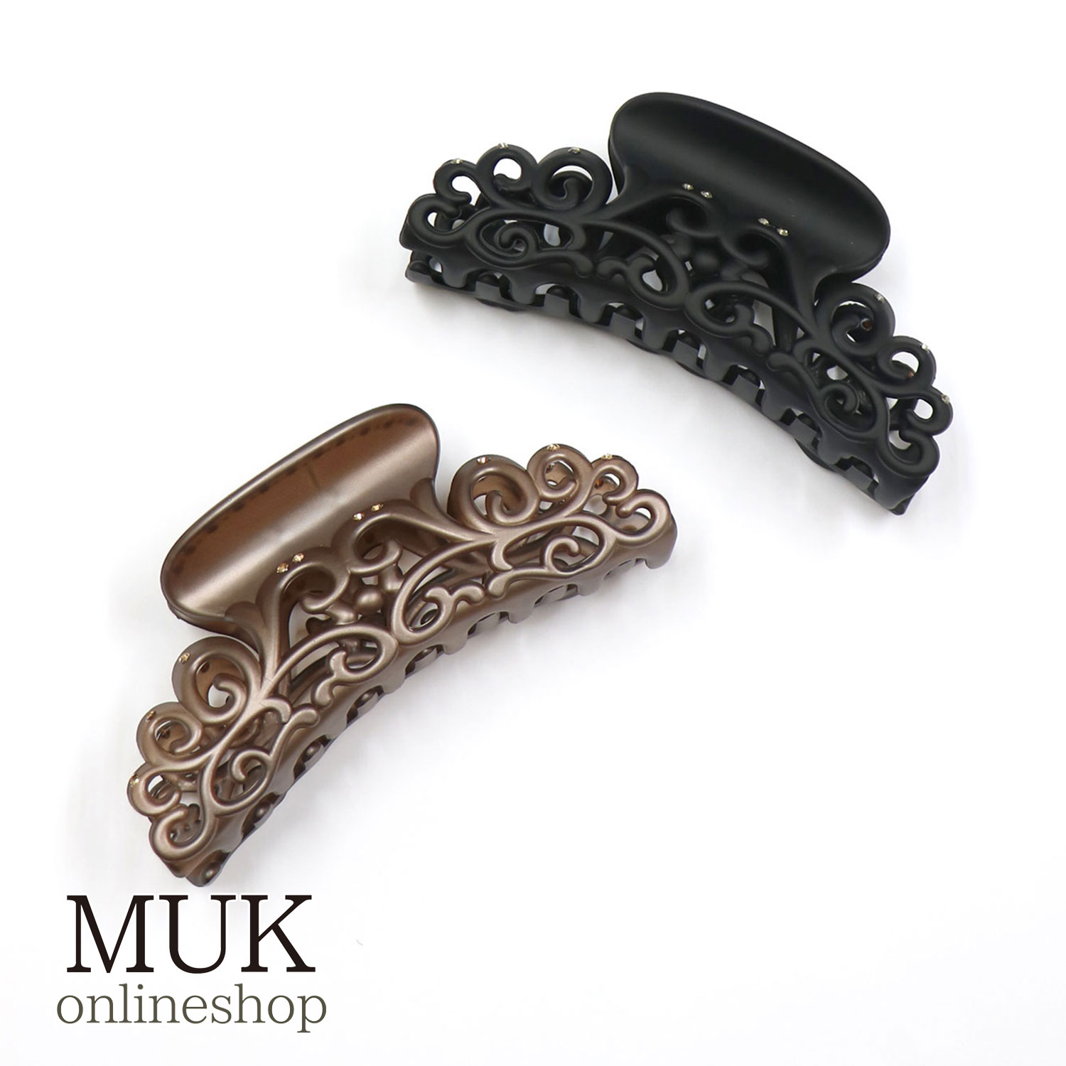 ヘアクリップ バンスクリップ バンス クリップ マット レース シンプル プラスチック ブラック ブラウン 黒 茶 毛量多め muk プレゼント ギフト クリス...