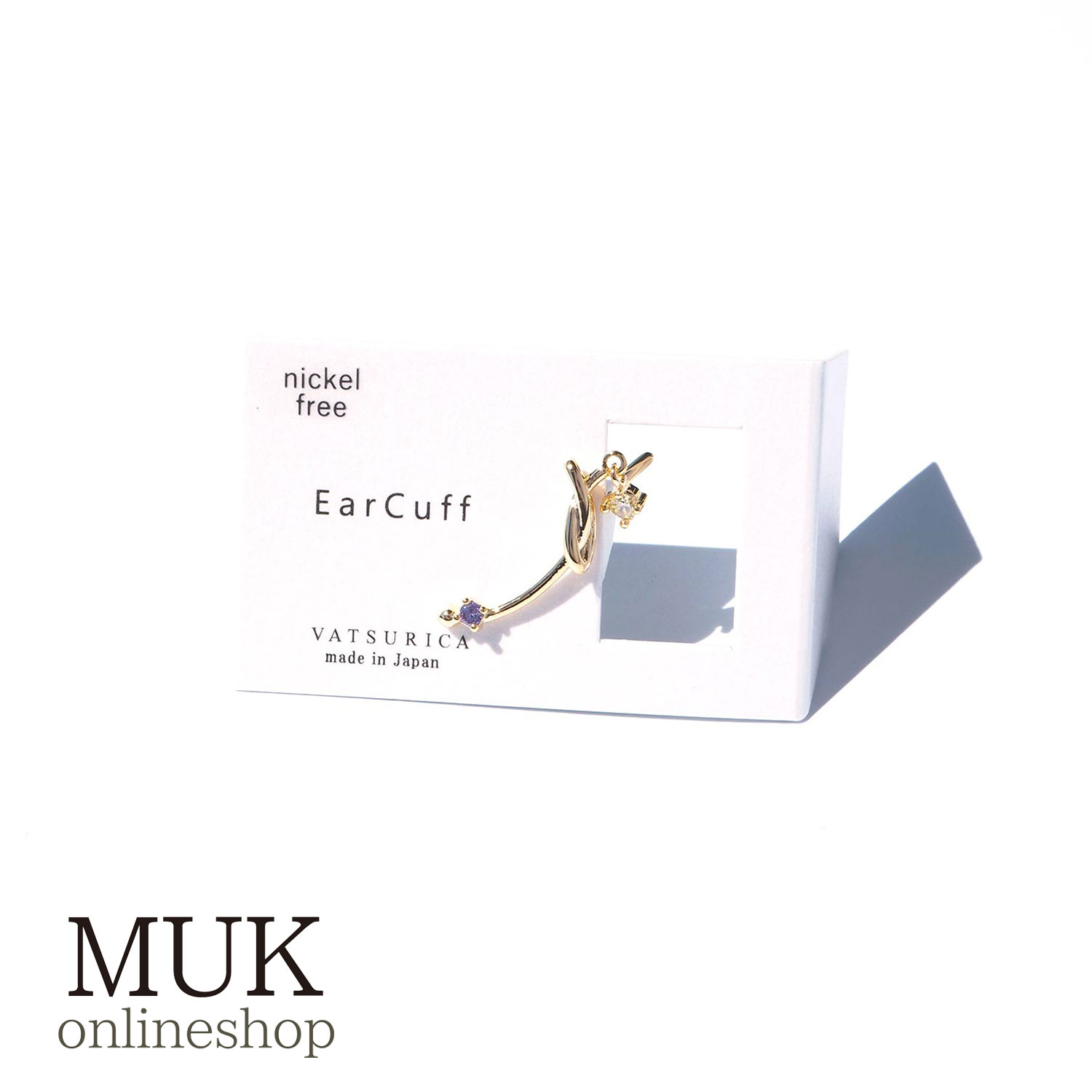 イヤリング イヤカフ イヤーカフ 片耳 左 カーリーライン レフト キュービックジルコニア 金属アレルギー ニッケルフリー 日本製 madeinjapan シンプル ゴールド