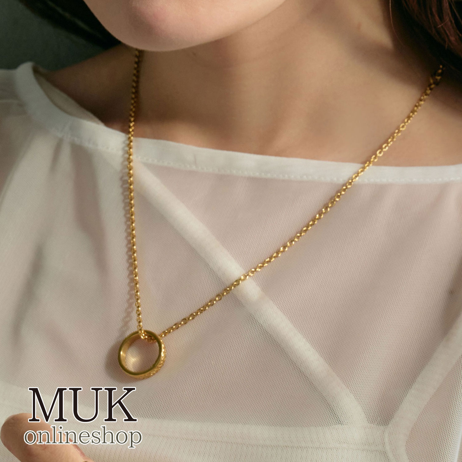 ネックレス ペンダント リング ピンキーリング 5号 プルメリア 2way シンプル ゴールド シルバー ピンクゴールド サージカルステンレス muk プレゼン...