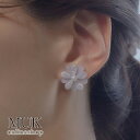 イヤリング ネジバネ アクリル 花 はな ハナ flower フラワー ホワイト ピンク グレー ペールフラワーイヤリング