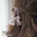 ヘアクリップ バンスクリップ バンス クリップ りぼん リボン Ribbon ミルキーカラー ホワイト ピンク グレー マーブルリボンクリアバンスクリップ