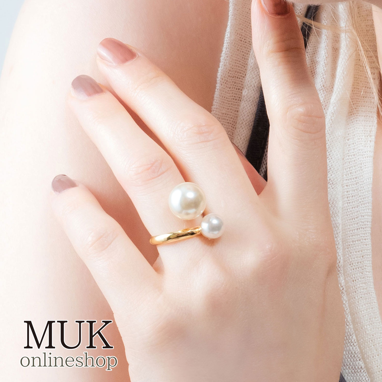 指輪 リング サイズ フリー パール シンプル 大ぶり muk プレゼント ギフト クリスマスプレゼント