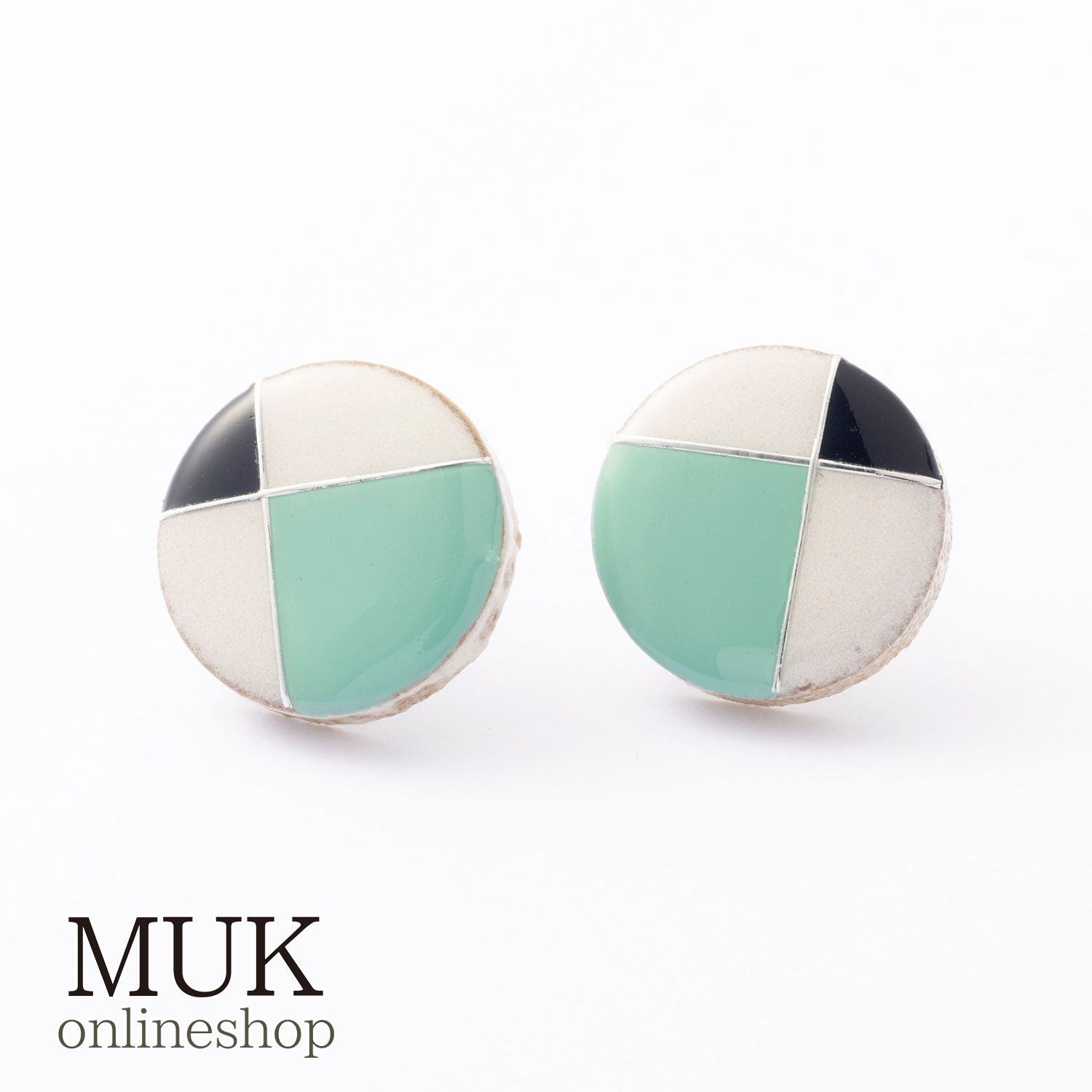 イヤリング 美濃焼 【MIKELO】 ミケロ 日本製 伝統工芸 陶器 焼き物 フレンチ クラシカル グリッド ブラック ミント ホワイト 柄 muk プレゼント...