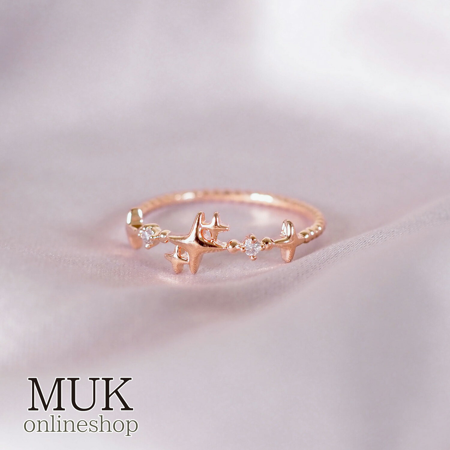 トゥインクルリング 【Stella Aura】 CZ 華奢 11号 キラキラ ピンクゴールド 指輪 アクセサリー レディース クリスマスプレゼント