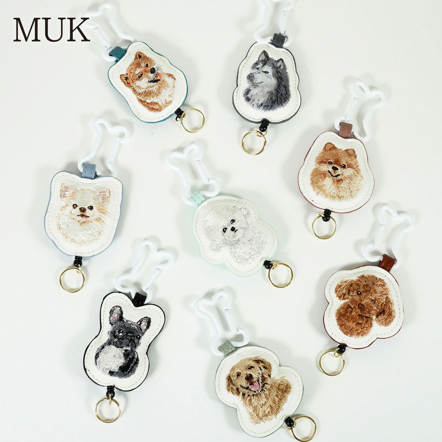 ドッグチャリティーチャーム ドッグ チャリティー チャーム リール キーホルダー 犬 刺繍 骨型 カラビ..