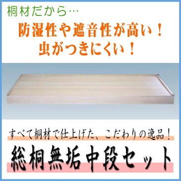 総桐無垢材 押入 中段 根太施工タイプ 間口1500ミリ【4.5尺用】