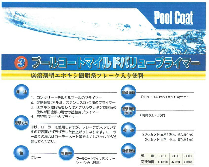 【送料無料】大同塗料プールコートマイルドバリュープライマーグレー 20kgセット