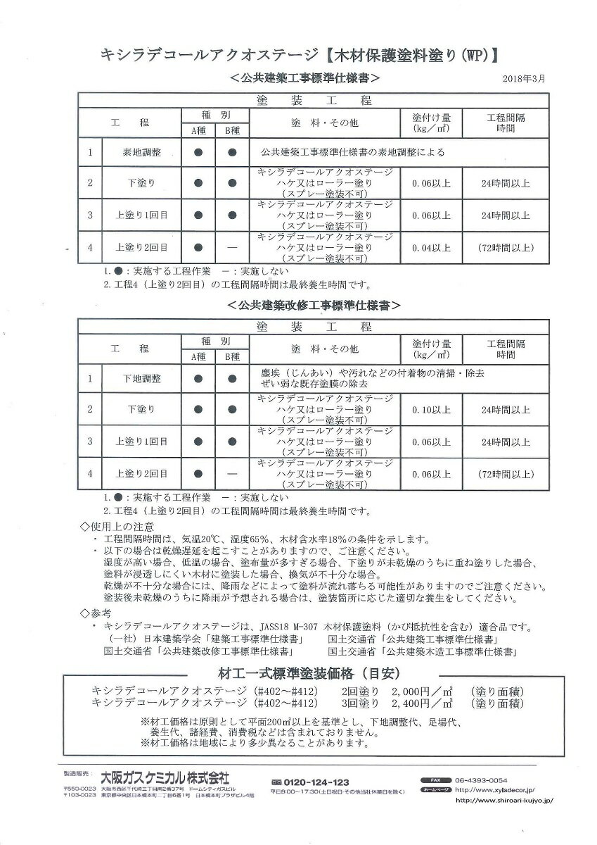 【送料無料】大阪ガスケミカルキシラデコールアクオステージ　標準色　14kg 3