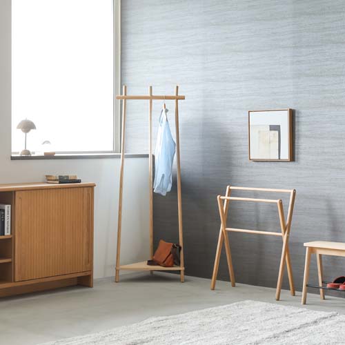 乐天商城 - 旭川家具 cosine コサイン Tepee ティピー コーナーラック 国産家具 無垢 コートハンガー 北海道タモ