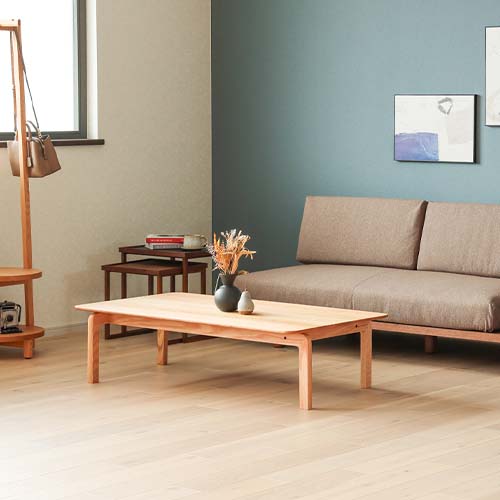 府中家具 DENTO 伝統工芸 LISCIO リッショ ローテーブル 国産家具 無垢 リビングテーブル レッドオーク ウォールナット チェリー