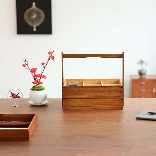 江戸指物 重ね手付盆 伝統工芸品 小物入れ