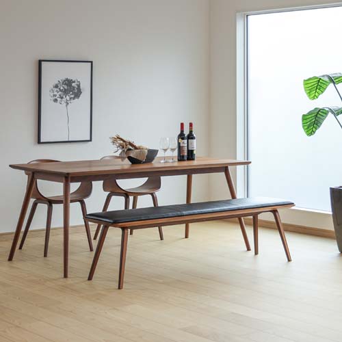 徳島家具 Fuji furniture 冨士ファニチア nagi ナギ ベンチ 張座 国産家具 無垢 ベンチ オーク ウォールナット チェリー 布地 合成皮革 本革