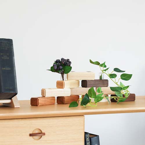 飛騨クラフト kochi コチ ブロック 花挿し 国産クラフト 木製 花器 アッシュ