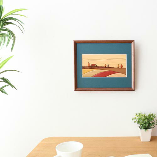 旭川クラフト Pecker 工房ペッカー E13 寄せ木額 国産クラフト 木製 絵画 ウォールナット