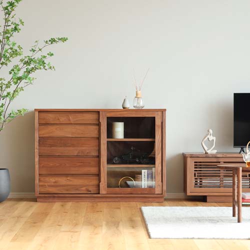 大川家具 Tateno 立野木材工芸 Liagell リアージュ2 キャビネット 国産家具 無垢 リビングボード レッ..