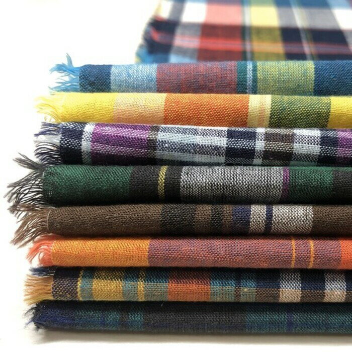Checkered - 綿麻 マドラス チェック【3776】50cm単位 切り売り 生地 全8色 108cm幅 日本製