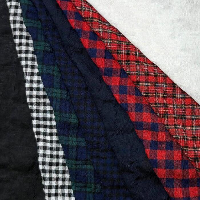 Cotton （Patterned Cloth） - コットン レーヨン ミニ チェック シャーリング 生地 【95001】50cm単位 切り売り 全8色 110cm幅 国産