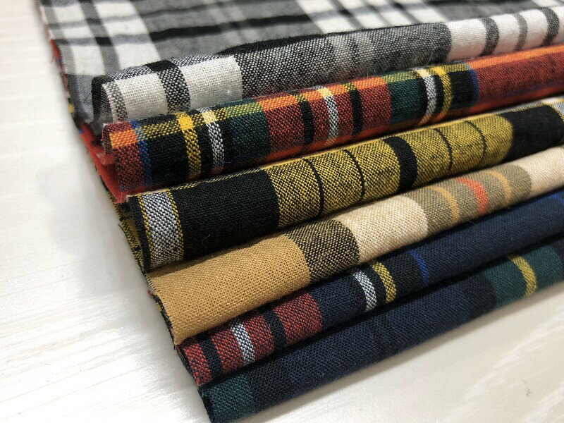 ひらひらとした 綿麻 タータンチェック 生地 【RMD3211】 50cm単位 切り売り 全6色...