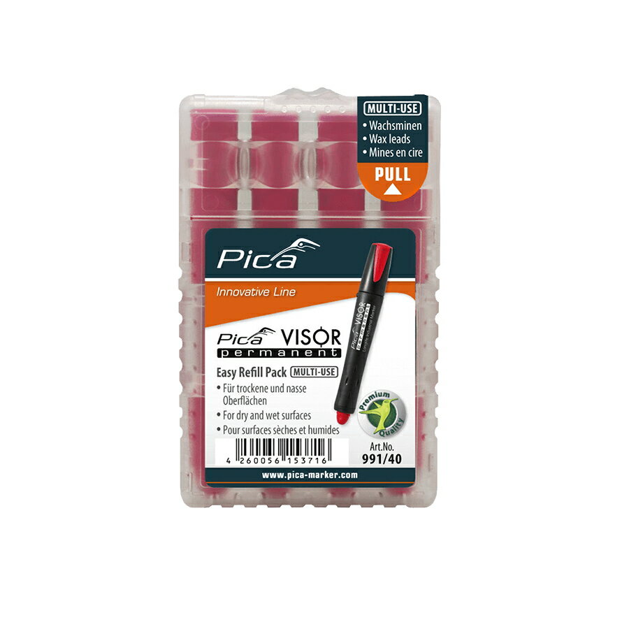 【お得なまとめ買いキャンペーン実施中】 PICA MARKER (ピカマーカー) Pica Visor パーマネント工業用マーカー 用 替芯 赤 991/40/SB/03 / 青 991/41/SB/03 / 黄 991/44/SB/03 / 白 991/52/SB/03 建築用クレヨン ピカファインドライ