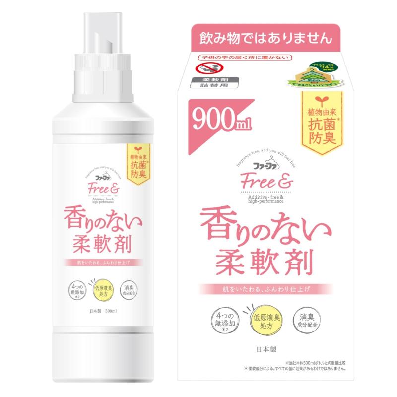 まとめ買い ファーファ フリー&amp;(フリーアンド) 柔軟剤 無香料 本体500ml+詰め替え900ml 各1個ニオイの少ない原料を厳選した香りのない柔軟剤。ブラント名:ファーファ名: NSファーファ・ジャパン商品の重量: 1.52kilograms原材料: 界面活性剤(第四級アンモニウム塩)