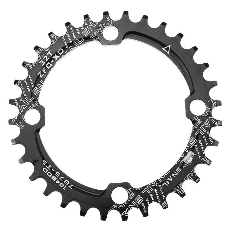 チェーンリング 32T 104BCD B ナローワイド チェーンリング シングル (ブラック, アルミニウム合金)ボルトセンターの直径：104ミリメートル, ギアサイズ:32T, 形状:ラウンド狭幅の広い歯のプロファイリングはcnguideせずにチェーン落ちを防止します8/9/10/11スピードチェーンに対応シングル歯正および負のディスク材質：7075アルミ