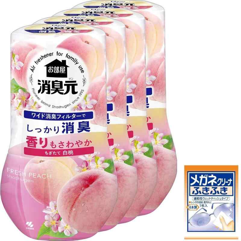 お部屋の消臭元 まとめ買い もぎたて白桃 消臭芳香剤 部屋用 置き型 400ml×4個 (おまけ付き) 小林製薬