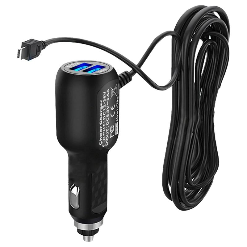 Rakuten - シガーソケット シガー電源ケーブル ドライブレコーダー用電源ケーブル シガーソケット miniUSB 二つのUSBポート2.5A+3.1A 12V/24V /GPS/PC/携帯電話/DVD録音機などに