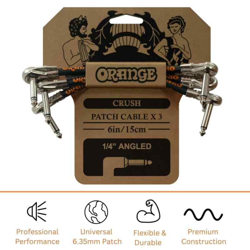 Orange CRUSH Patch Cable×3 6in/15cm 1/4" Angled CA038 パッチケーブル 2