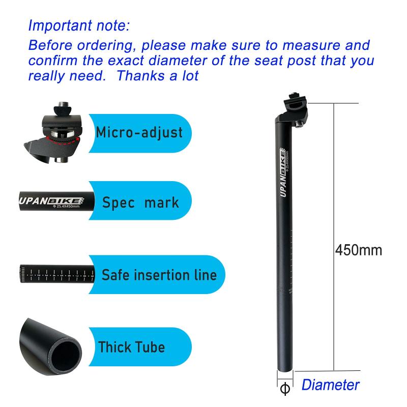 自転車シートポスト Φ25.4mm 27.2mm 28.6mm 30.4mm 30.9mm 31.6mm 45cm ロングマウ...
