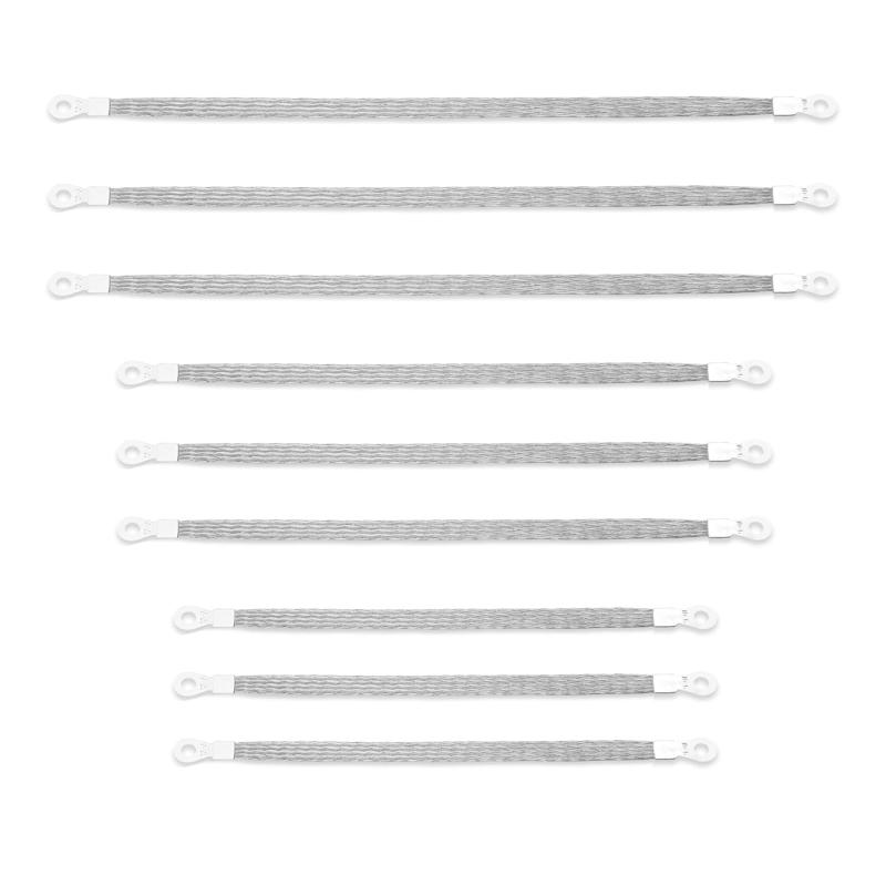 車用 マフラーアース フラット編組グランドストラップ 9本セット 200mm 250mm 300mm リング端子付き グラウンドストラップ 自動車用