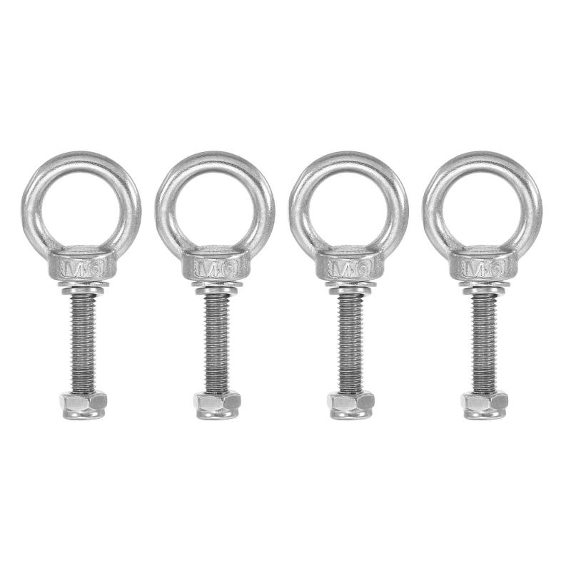 アイボルト M6 ボルト ねじ長さ30mm 304ステンレス鋼製外ネジ 六角ねじ ナット ガスケット 平ワッシャー付き 吊り下げ固定チェーン ワイヤーロープ用 4セット