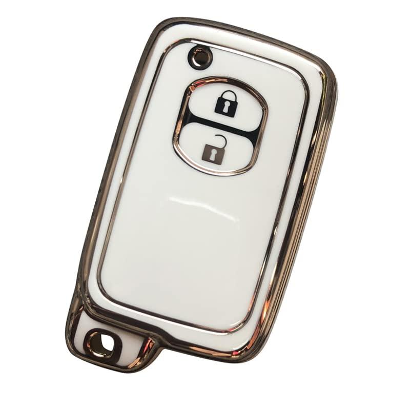 トヨタ専用設計 TPU製スマートキーケース プリウス30系・プリウスα・アクア・86・ヴィッツ・カローラ など2ボタンスマートキーカバー(ホワイト)