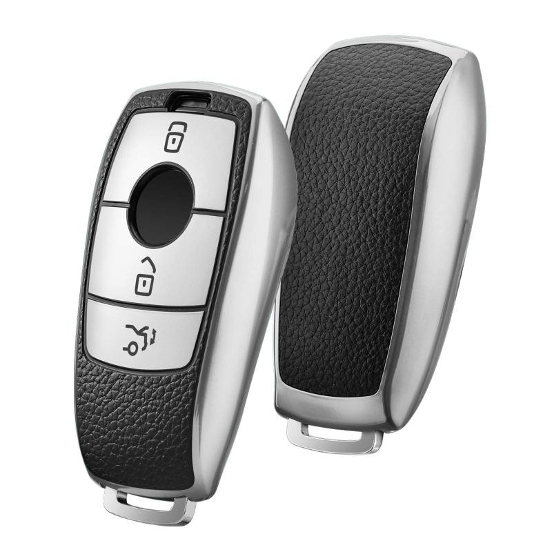ベンツ キーケース ベンツキー カバー TPU 360度フルプロテクション 傷 防止 ベンツ アクセサリー 車 e系 キーケース (P-銀)