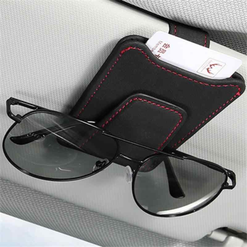 [] 車のメガネホルダー サングラスクリップ 車の収納 メガネクリップ メガネ/サングラスの収納 革素材 ..