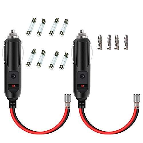 2個 シガーライター 12V/24V シガーソケット延長ケーブル シガーライタ延長コード シガレットライターケーブル 電源プラグアダプタ 16A純銅線コア LED指示ライト付き 絶縁性よく＆耐熱