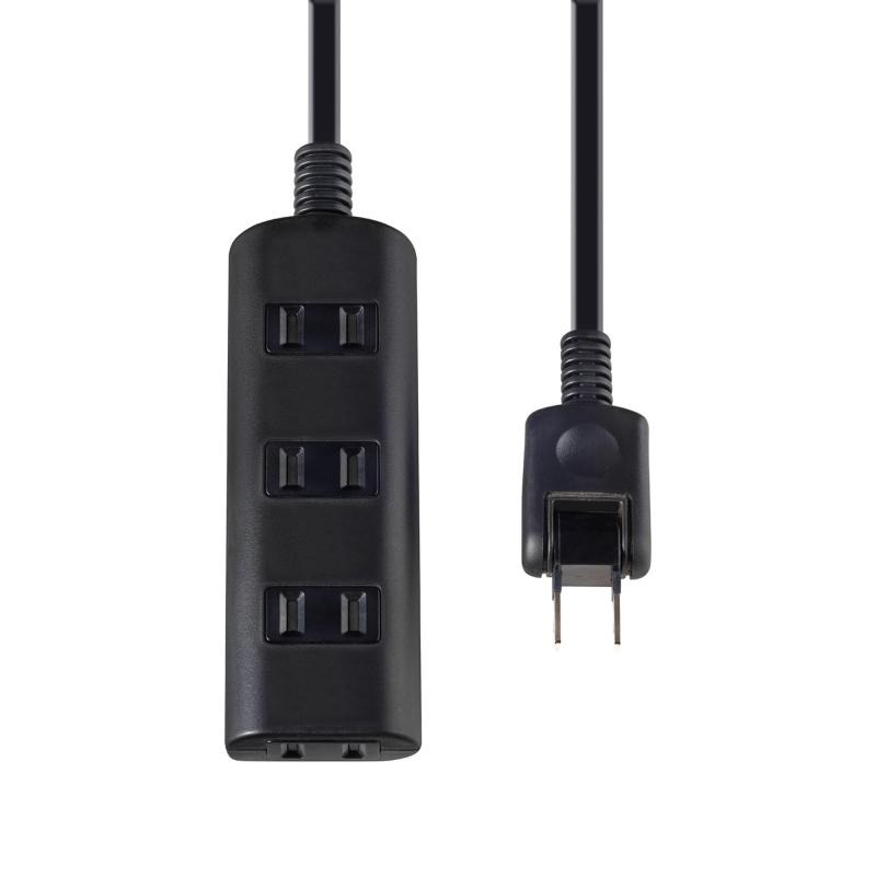 エルパ(A) 扉付タップラン 電源タップ 延長コード 125V 1m 4個口 ブラック W-N4010B(BK)