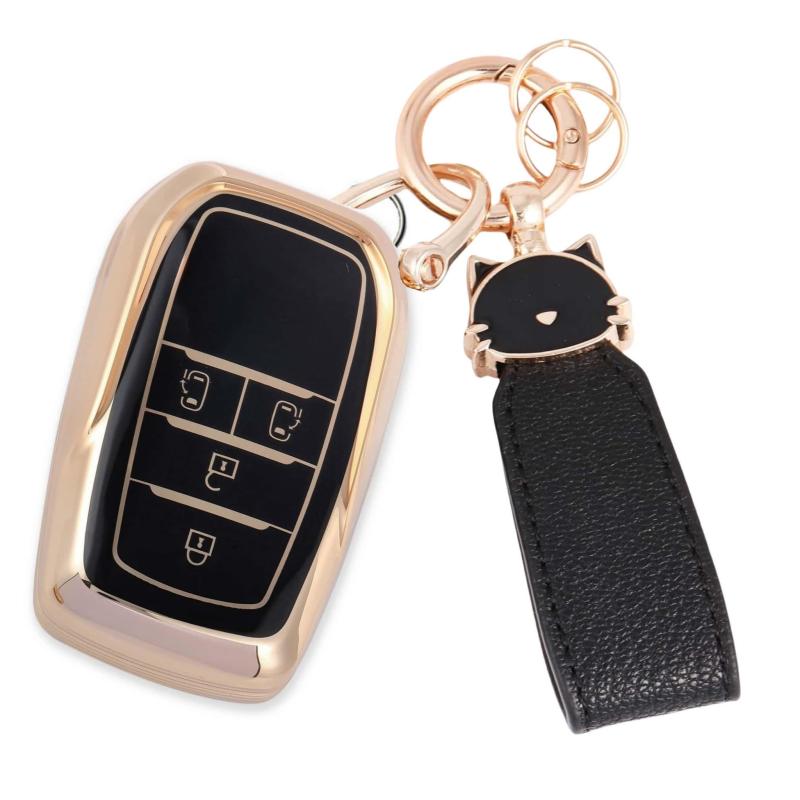 [] ヴォクシー ノア 90系キーケース適合トヨタシエンタ キーカバー 4ボタン (黒猫 、可愛い)