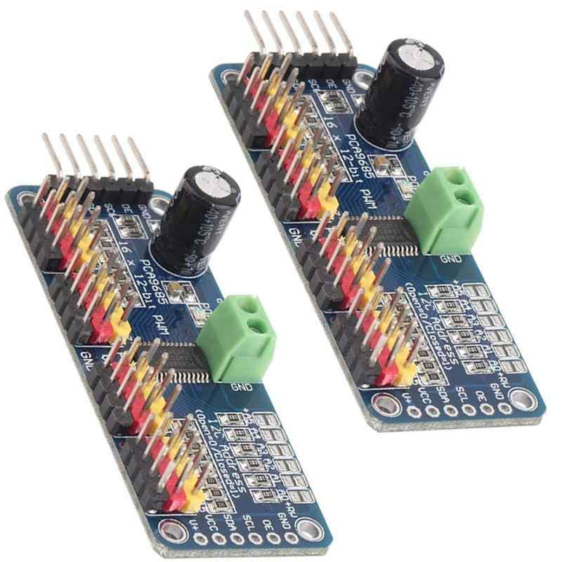 2個セット PCA9685 16チャネルIIC I2C 12ビットPWMサーボモータードライブモジュール、Arduino Robort用