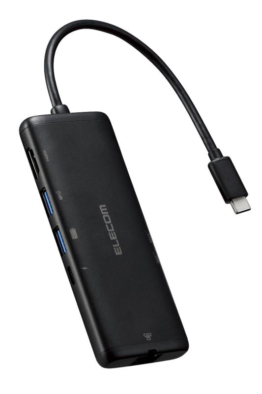 エレコム USB-C ハブ ドッキングステーション 7in1 PD対応 100W LANポート DMI 4K60z 高速データ転送 5Gbps SD/microSD ブラック DST-W02