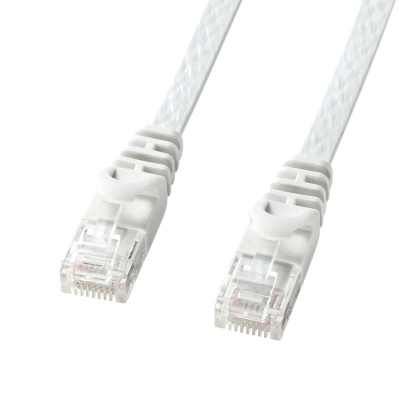 Rakuten - サプライ LANケーブル パソコン、LANハブ対応 CAT6 フラットタイプ 1Gbps/250MHz ギガビット イーサネットケーブル RJ45コネクタ ツメ折れ防止 (10m) ホワイト LA-FL6-10W