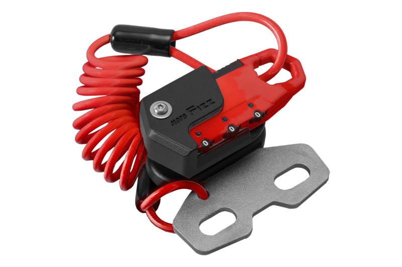 タナックス(TAX) バイク用 盗難防止 ヘルメット用ワイヤーロック ハンドルクランプ取付 コイル レッド 3桁ダイヤル式ロック 1000m MF-4774