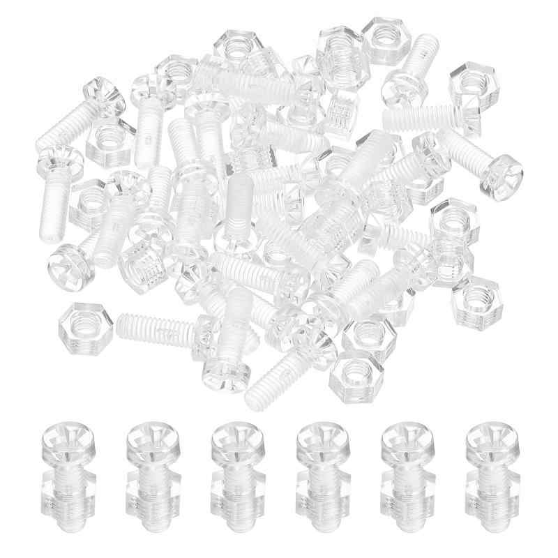 樂天商城 - M4x12mm アクリル ネジ 六角ナット付き 50セット 透明装飾 DIY 展示用 軽量モデル ハンドメイド クリア