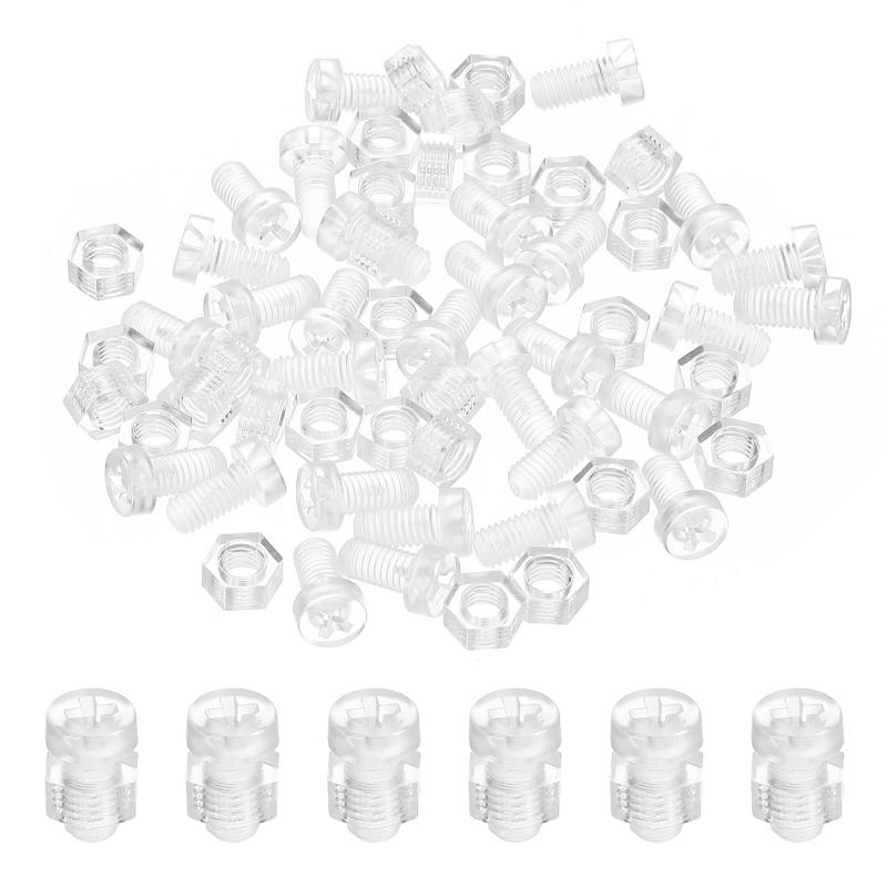 M5x10mm アクリル ネジ 六角ナット付き 50セット 透明装飾 DIY 展示用 軽量モデル ハンドメイド クリア