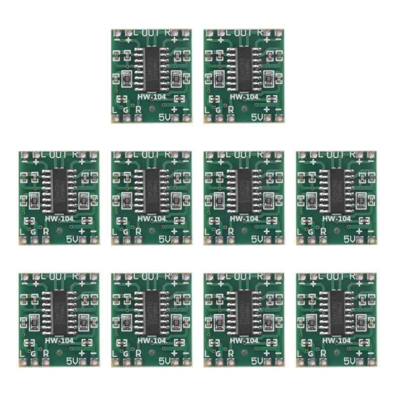 10ピース、M8403モジュール、スーパーミニデジタルアンプボード、2WクラスDデジタル、2.5V〜5Vパワーアンプボード定格動作電圧は2.5V〜5V、限界動作電圧は5.5Vです。ノイズ抑制、スピーカーに近い耳でのオーディオ入力なし、ノイズは聞こえません。 LCフィルターを備えた独自のクラスDデジタルパワーレスボードは、コンピューターのUSBから直接電力を供給できます。ウルトラミニ：21 x 18 x 3.4ミリメートル（長さ x 幅 x 高さ）。さまざまなデジタル製品を小さなスペースに簡単に配置して、効率的に増幅することができます。両面配線は、チャネル間の潜在的なバランスとクロストークによって引き起こされる配線を適切に解決できます2チャンネルステレオ、5V電源は3W + 3Wの電力を出力でき、4Ω、8Ωの小型スピーカーを直接駆動でき、出力電力は大きく、エネルギーは十分で、音質は良好です。ミニチュアオーディオアンプを必要とするDIYデザイン、特にバッテリー駆動のポータブルおよびモバイルアプリケーション向け。