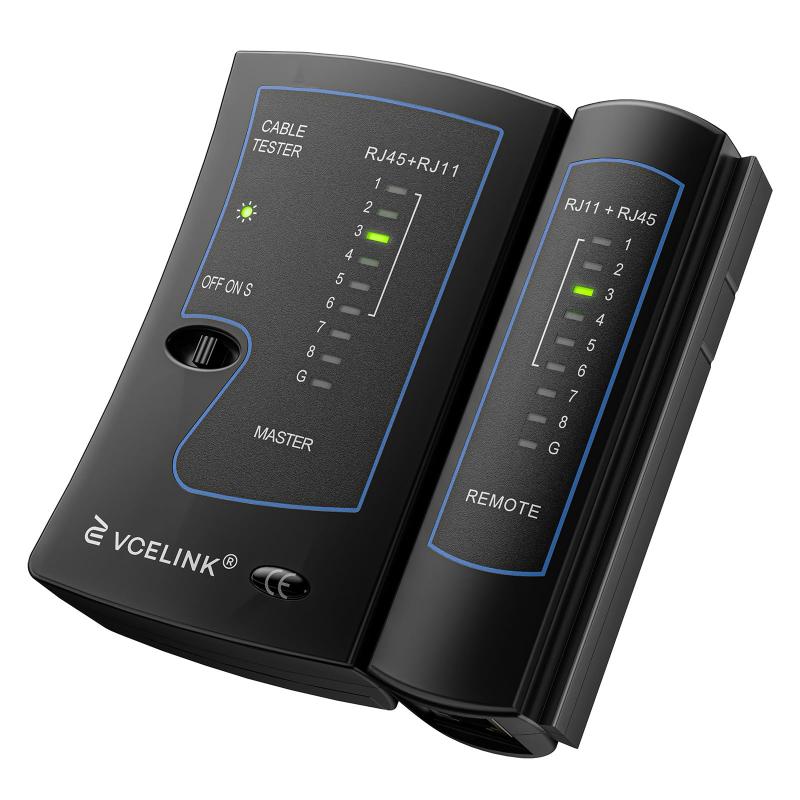 Rakuten - LANチェッカー RJ45 CAT6A/6/5E/5ケーブルおよびRJ11電話ケーブル用 LANテスター 黒 1点
