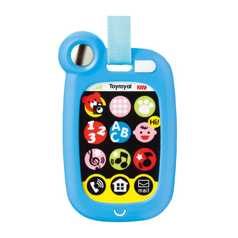 乐天商城 - トイローヤル おでかけスマートホン ( ブルー ) 赤ちゃん用スマホ ( 音の出るおもちゃ / 光るおもちゃ ) 持ち運び 知育玩具 男の子 女の子