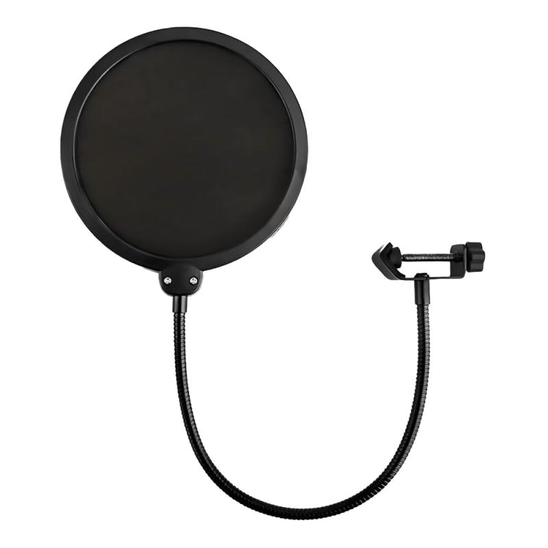 マイクポップフィルター 反射フィルター 録音品質を向上 直径15cm ボーカル録音に最適 自宅録音 録音とストリーミング ライブ放送 自宅録音 二重構造 クリアな録音 360度調整可能 丸型 ブラ