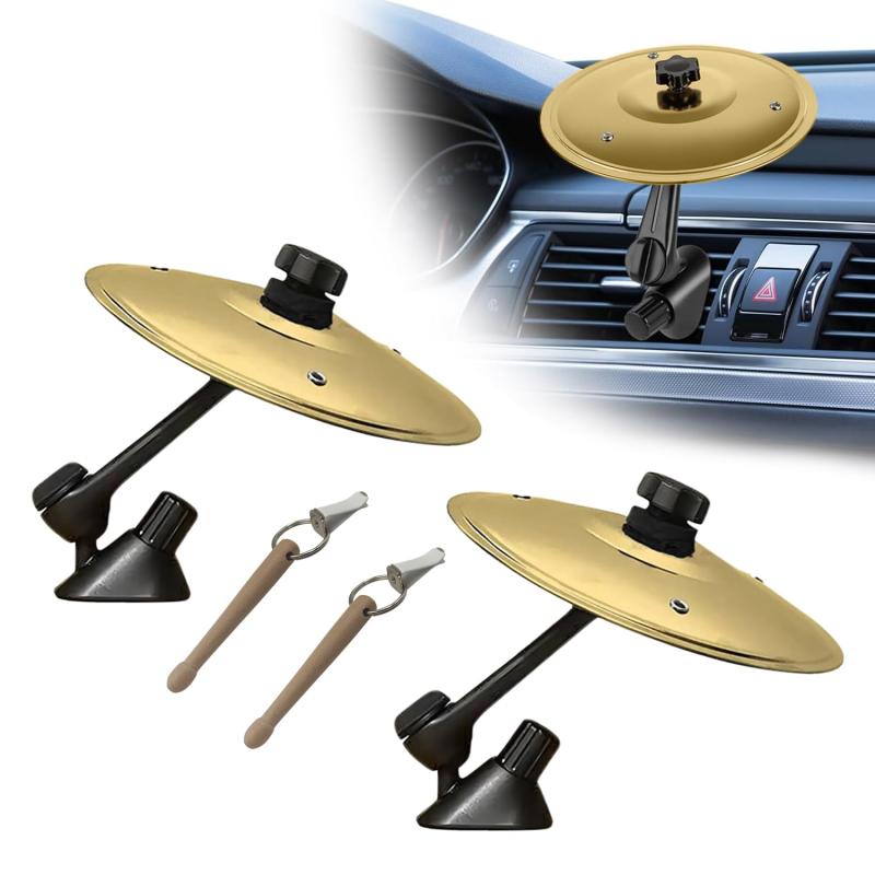 車のクラッシュシンバル 車用シンバルエアベント ミニドラム ステンレス鋼 高耐久 角度調整可能 通気口アクセサリー 面白い 車の装飾 贈り物 運転をもっと楽しく...